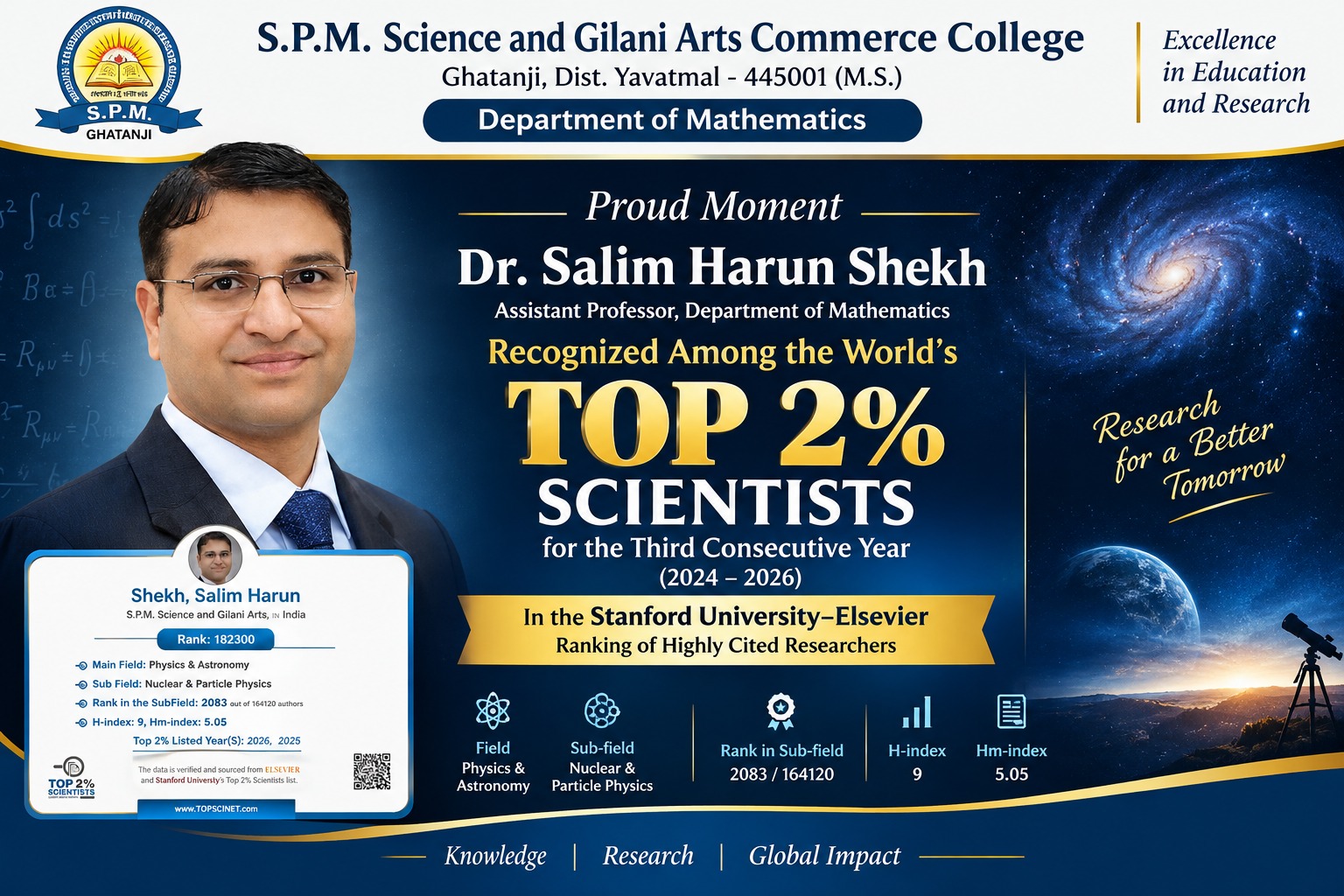 Dr. Salim Shekh - Top 2% Scientists (2024-2026)
